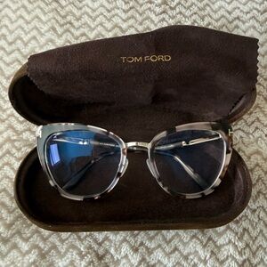 Tom Ford Simona TF717 55G Pink Havana/Champagne-Silver Flash Glasses And Case